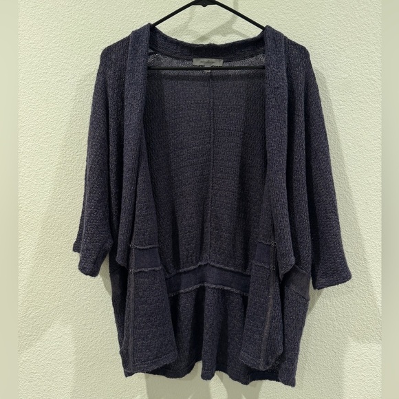 Classiques Entier Silk Wool Linen Blend Purple Knit Open Front Cardigan Size XL - Picture 2 of 14